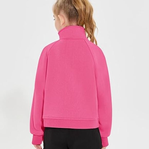 Girls Half Zip Long Sleeve Pullover Crop Top Lightweight Fleece Sweatshirt Sz 12 - Picture 5 of 5